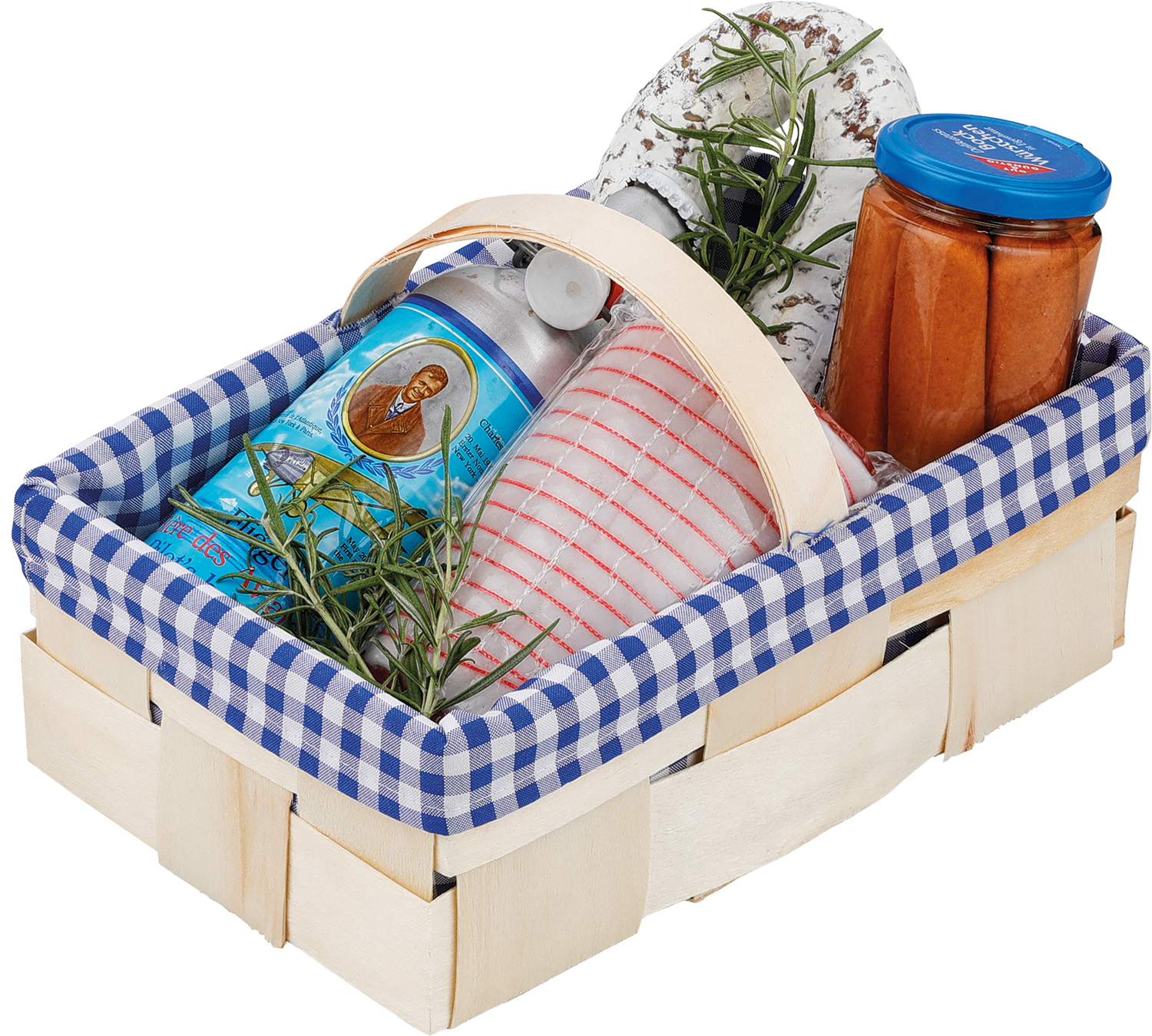 Geschenkkorb / Natur/Blau 