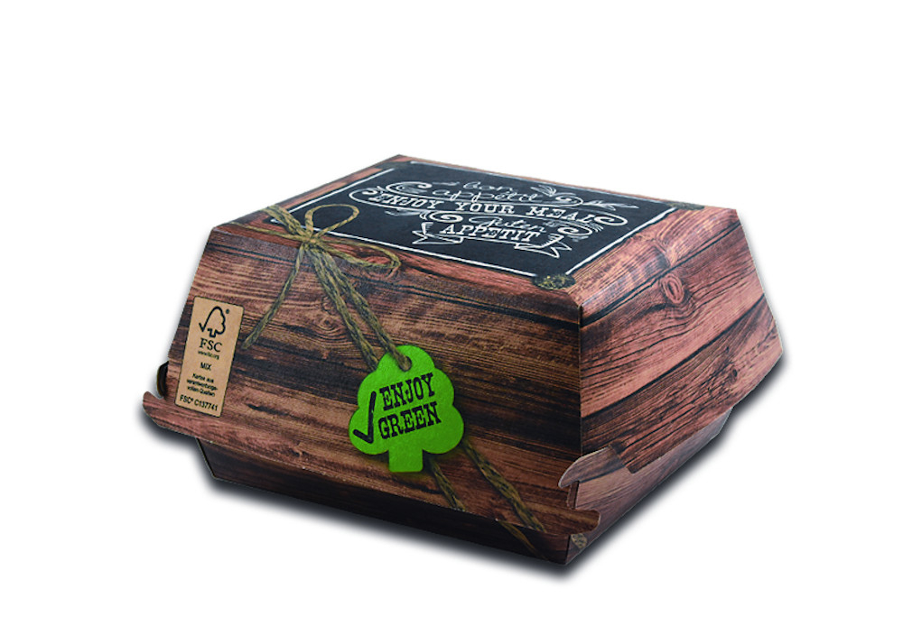 Burger Box „Enjoy Green“ / Gr. 115 x 105 x 76  mm