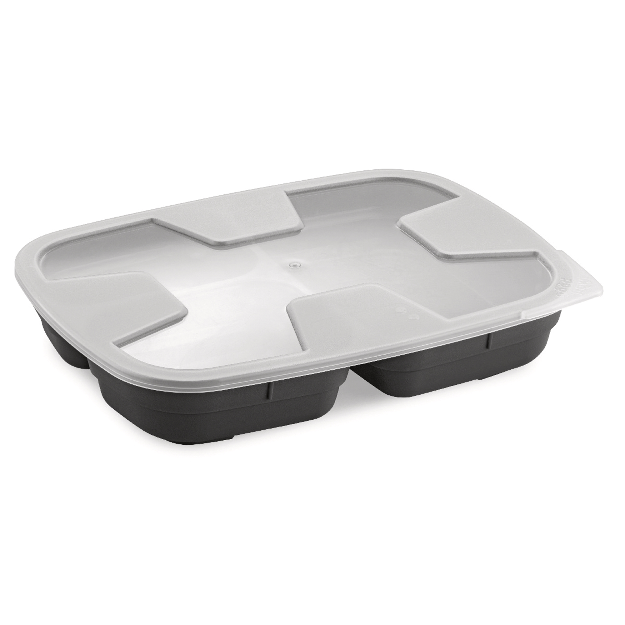 Mehrwegschale „Good Bowl' inkl. Deckel-Grau dreigeteilt | 24,7 x 18,5 x 5,5 cm
