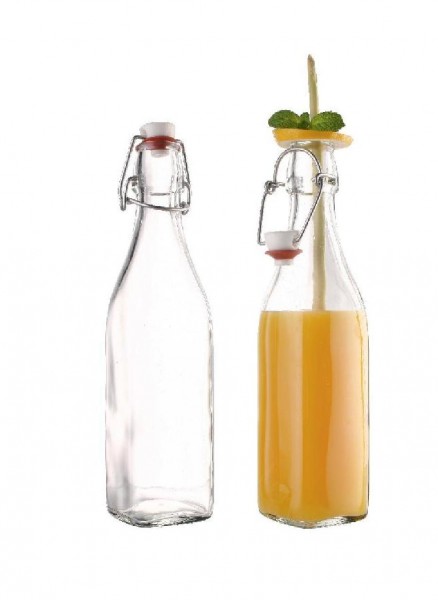 Bügelverschlussflasche, viereckig Variante: 6 x 6 x 26,5 cm/ 500 ml