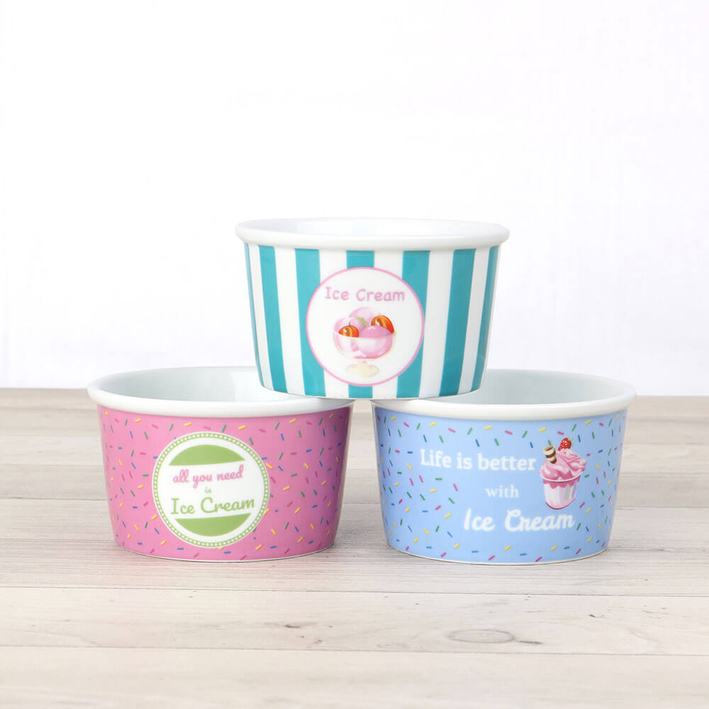 Porzellan Eisbecher 'Gelateria' 3tlg.