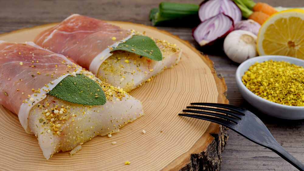 Kabeljau Art Saltimbocca